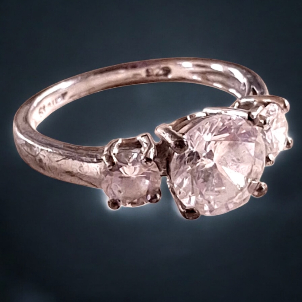 Vintage Signed STAUER Sterling Silver 925 3 Stone Ring Size 73.4 grams Size 7 - Picture 7 of 10